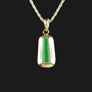 14K Gold Geometric Jade Pendant Necklace - Boylerpf