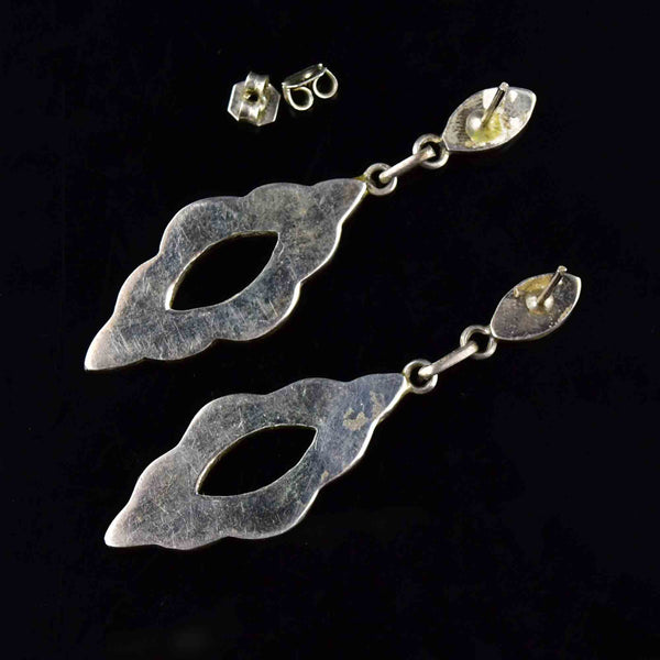 Vintage Silver Lapis Lazuli Malachite Chandelier Earrings - Boylerpf