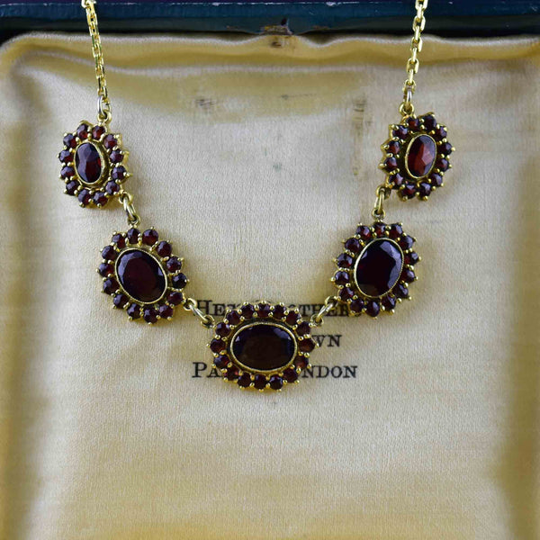 Vintage Art Deco Style Garnet Drop Necklace - Boylerpf