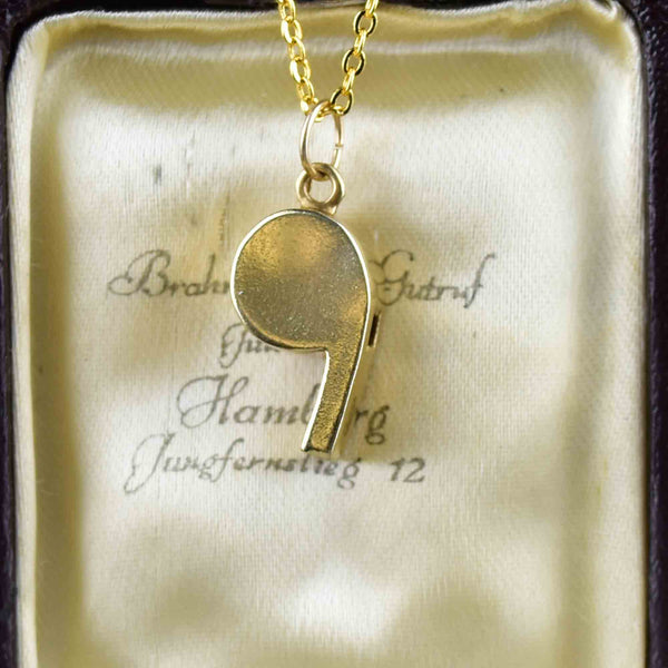 Vintage Solid 14K Gold Working Whistle Pendant Necklace - Boylerpf