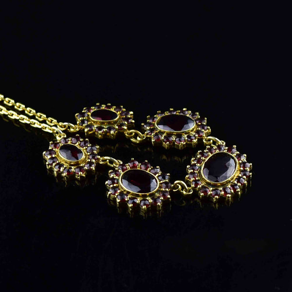Vintage Art Deco Style Garnet Drop Necklace - Boylerpf
