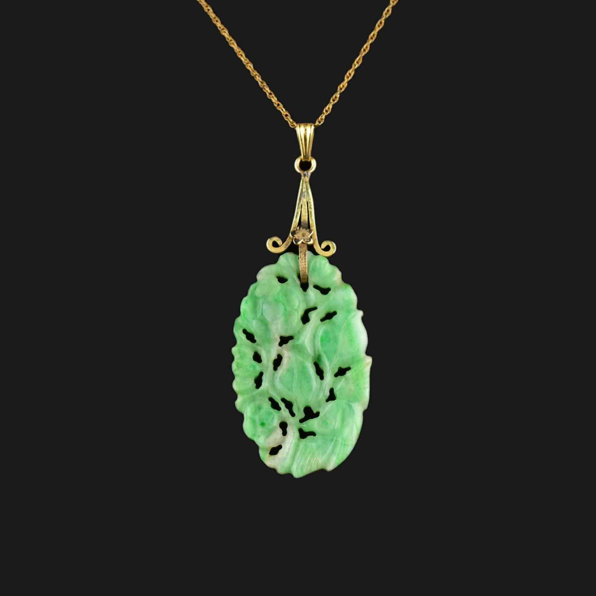 14K Gold Carved Jade Pendant Necklace – Boylerpf