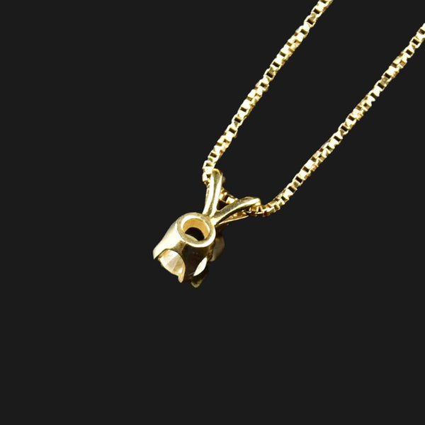 14K Gold Classic Solitaire Diamond Pendant Necklace - Boylerpf