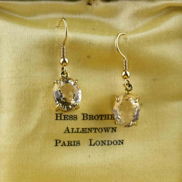 Vintage Gold Birmingham Assayed Large Citrine Drop Earrings - Boylerpf