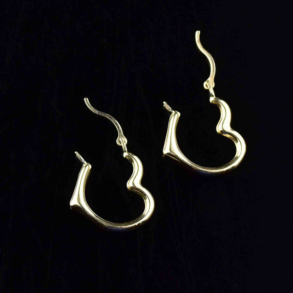 10K Gold Heart Huggie Hoop Style Earrings - Boylerpf