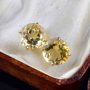 Vintage 7 CTW Citrine Stud Earrings in 14K Gold - Boylerpf