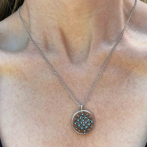 Vintage Turquoise Carnelian Silver Swivel Pendant Necklace - Boylerpf