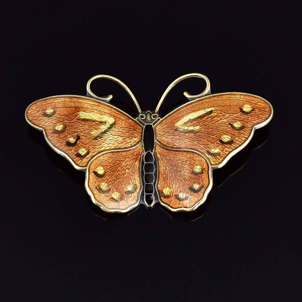 Antique Norwegian Hroar Prydz Guilloche Enamel Butterfly Brooch