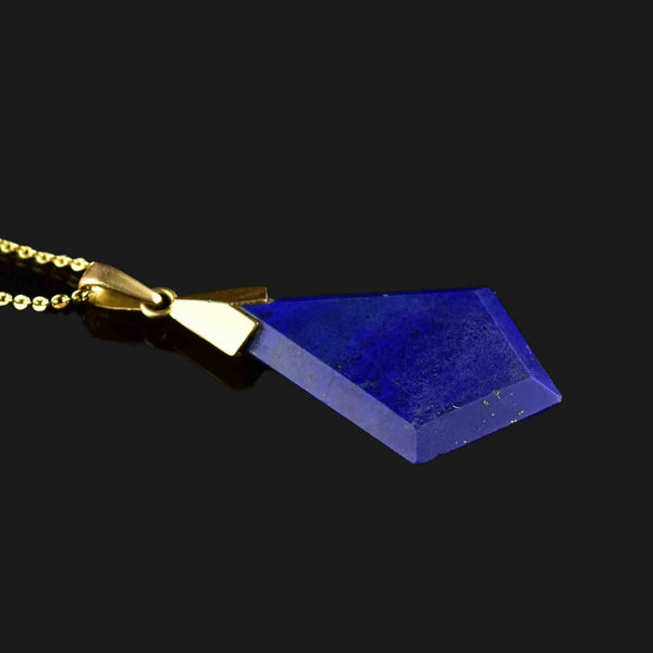 Vintage 14K Gold Lapis Lazuli Pendant Necklace - Boylerpf
