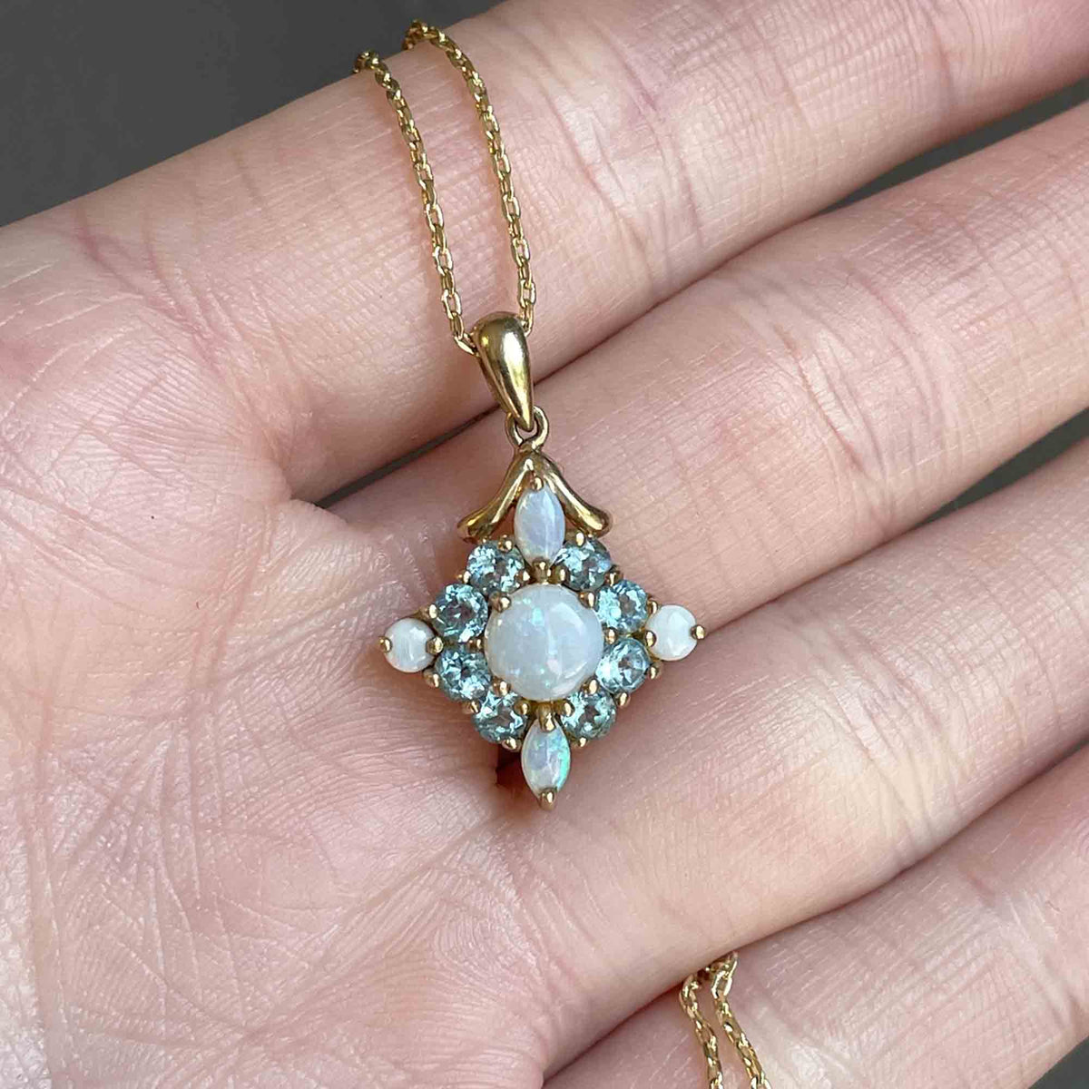 Vintage Turquoise/Blue Topaz/Opal shops Sterling Pendant