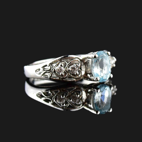 Vintage Sterling Silver Blue Topaz Heart Ring - Boylerpf