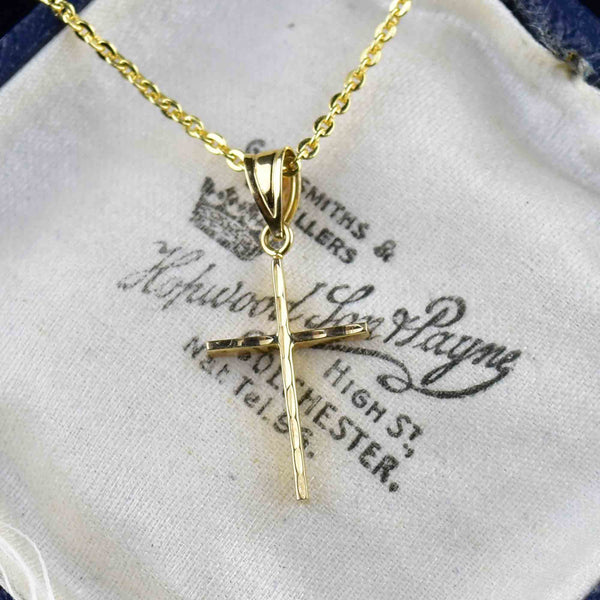 Vintage 14K Solid Gold Cross Pendant Necklace - Boylerpf