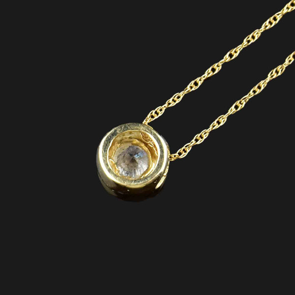 Classic 14K Gold Diamond Solitaire Pendant Necklace - Boylerpf