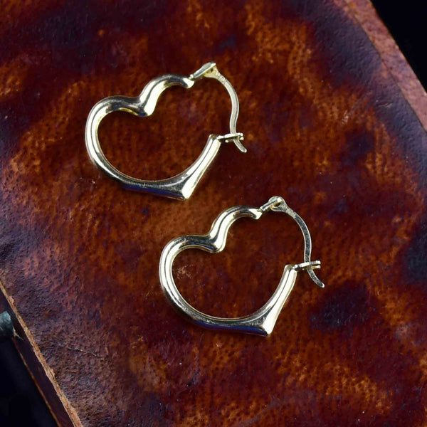 10K Gold Heart Huggie Hoop Style Earrings - Boylerpf