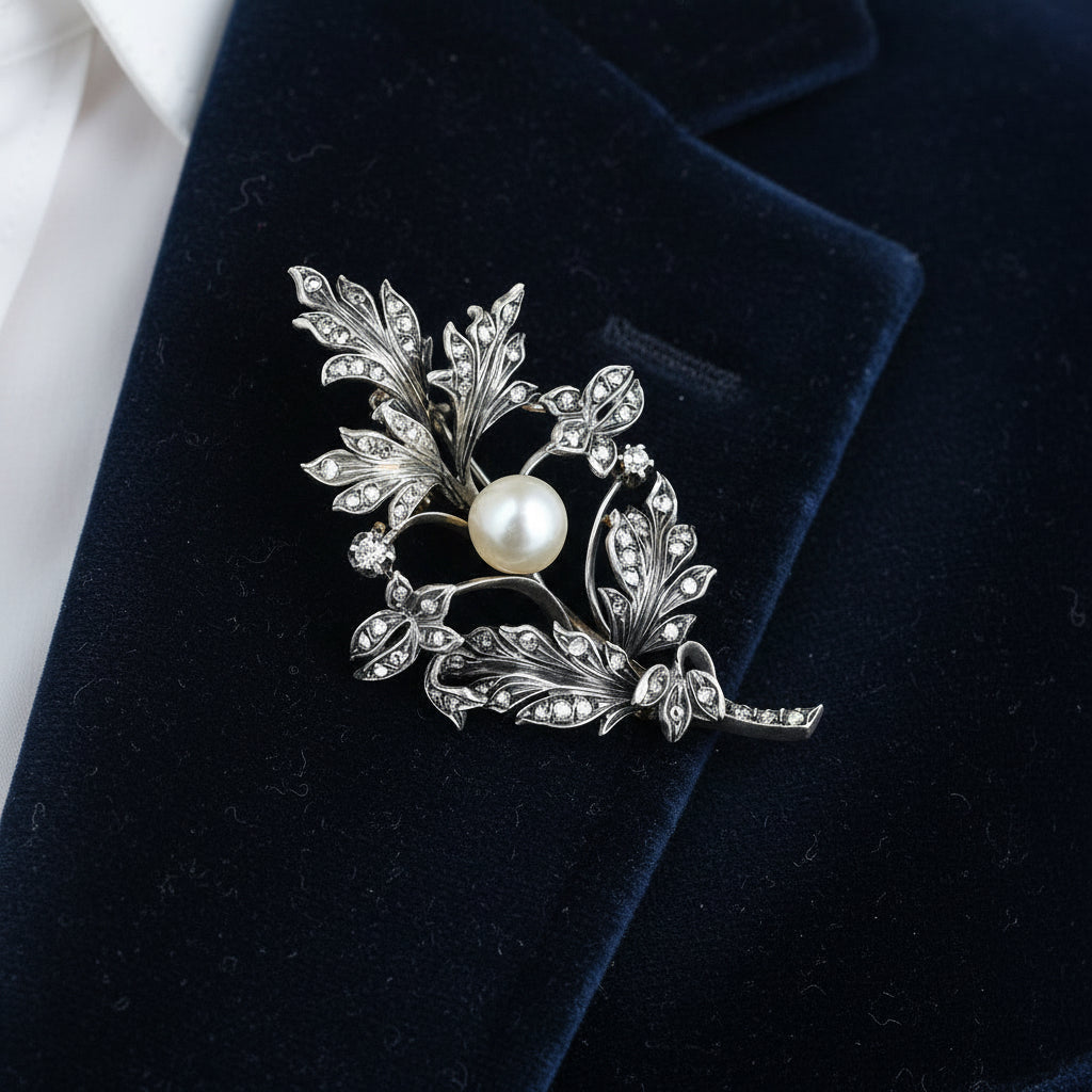 Large Antique French 18K Gold Pearl Diamond Brooch – Boylerpf