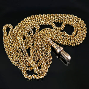 Antique 14K Gold Long Muff Guard Chain Necklace | Boylerpf