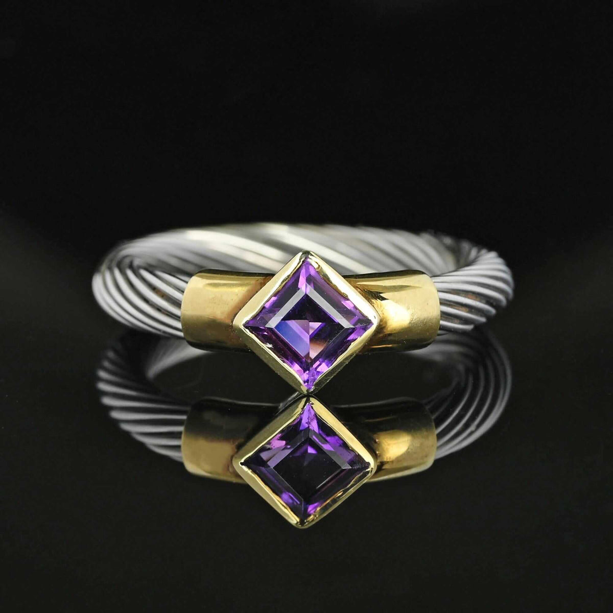 Stainless Steel Plain Band Rings - 4mm Width, Gold/Silver/Purple, Sizes 5-12, With Rhinestone