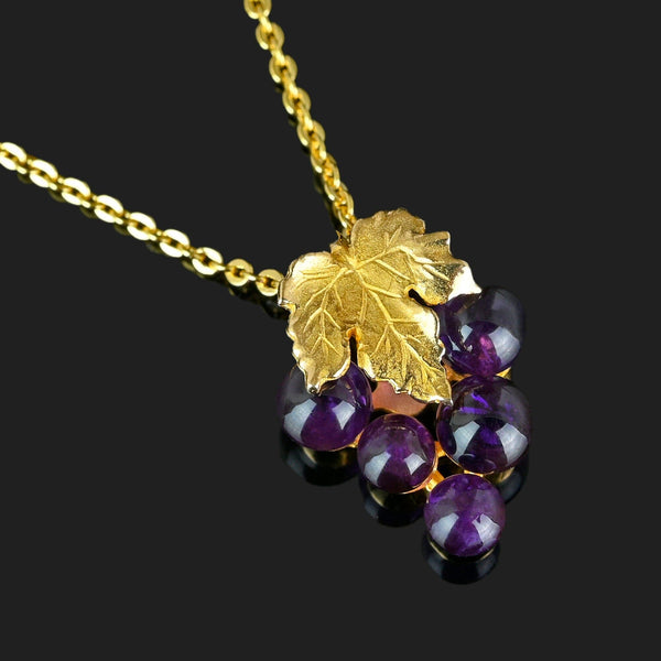 Vintage 14K Gold Grape Cluster Amethyst Pendant - Boylerpf