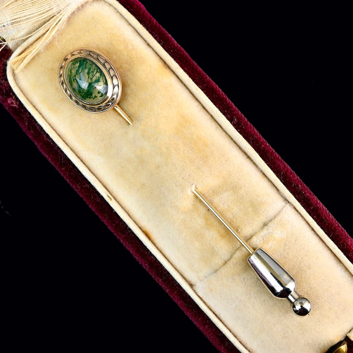 Antique Victorian Moss Agate Stickpin Lapel Brooch – Boylerpf