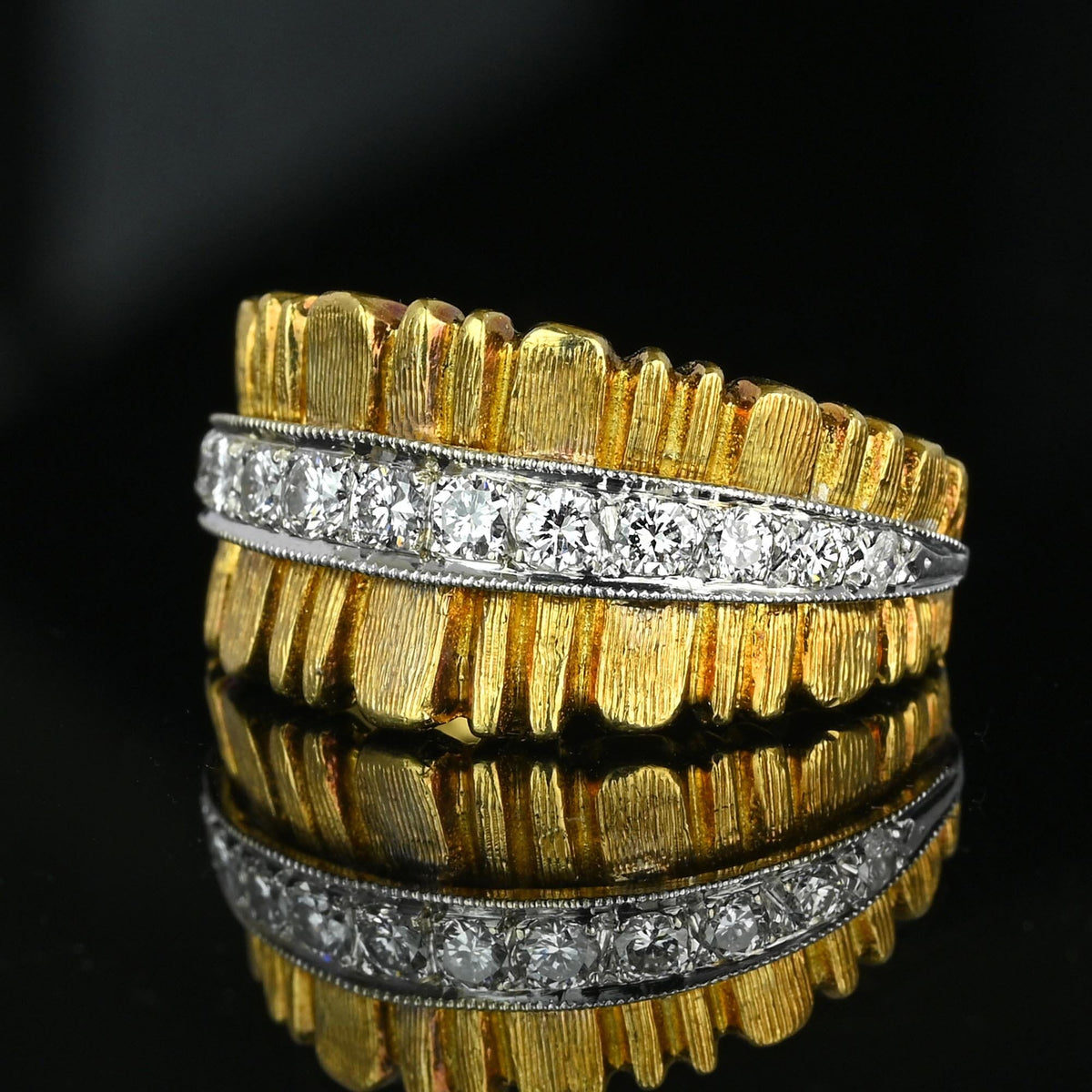 Wide 18K Gold Platinum Diamond Half Eternity Ring Band – Boylerpf
