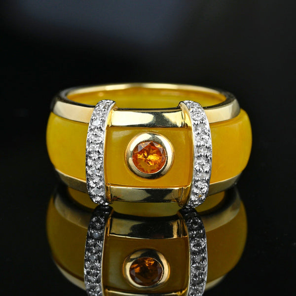 Interchangeable 14K Gold Diamond Jade Ring Bands - Boylerpf