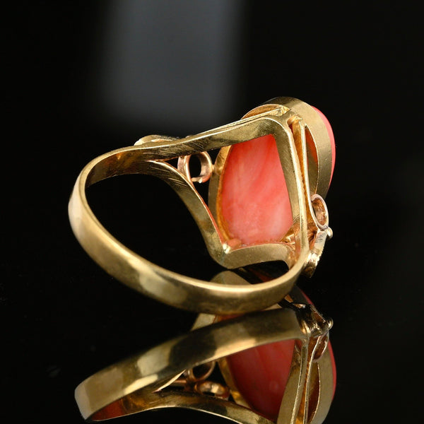 Vintage 14K Gold Mediterranean Coral Ring - Boylerpf