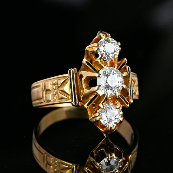 Antique Edwardian 14K Gold 1 Carat Mine Cut Diamond Ring - Boylerpf