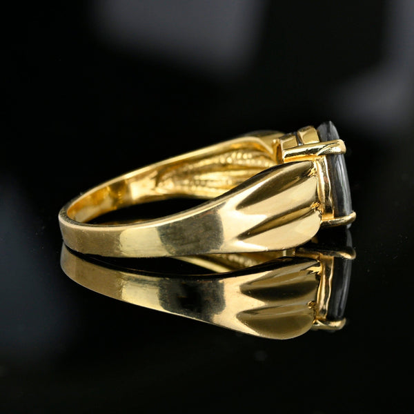 Vintage 14K Gold Wide Band Ammolite Ring - Boylerpf