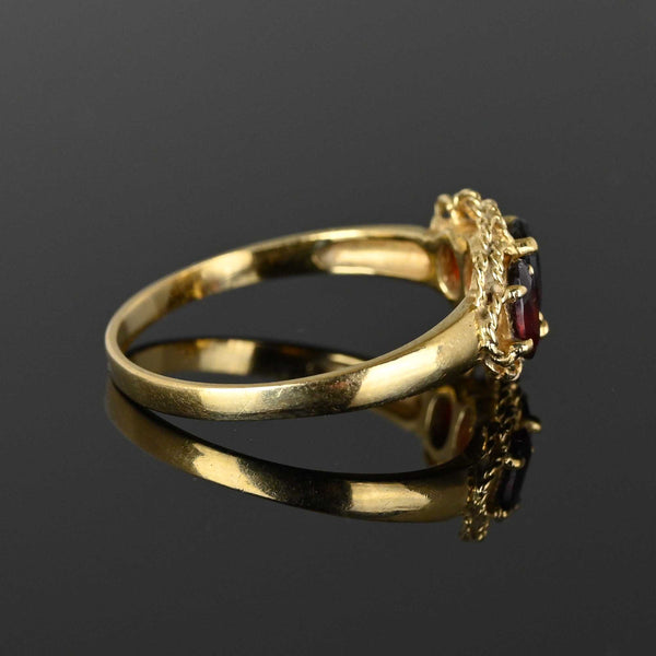Vintage Three Stone Braid Wrap Gold Garnet Ring - Boylerpf