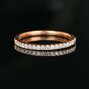 Vintage Rose Gold Half Eternity Diamond Wedding Band Ring - Boylerpf