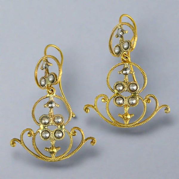 Antique Gold Cut Steel Victorian Earrings - Boylerpf