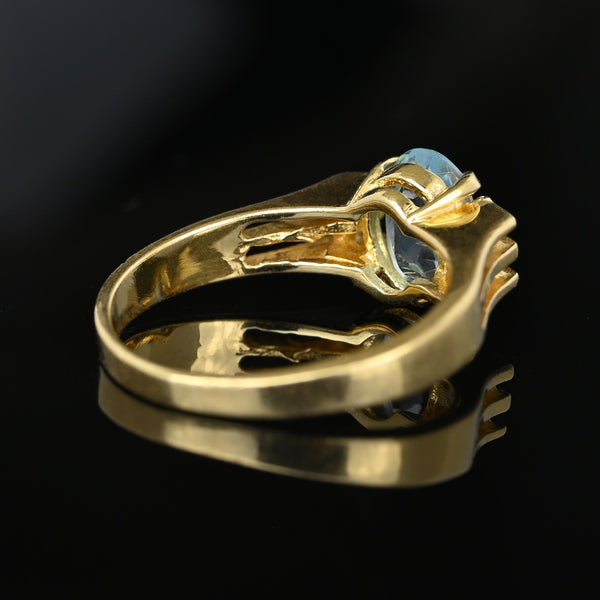 Fine Vintage 14K Gold Solitaire Swiss Blue Topaz Ring - Boylerpf