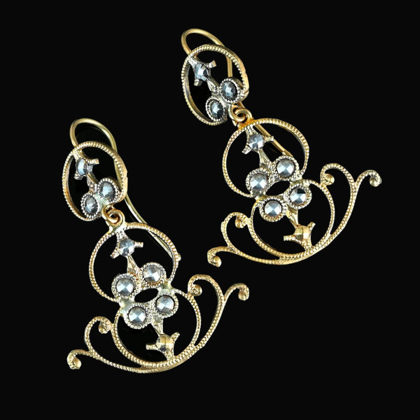 Antique Gold Cut Steel Victorian Earrings - Boylerpf