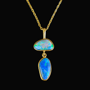 Vintage Natural Boulder Opal Pendant Necklace - Boylerpf