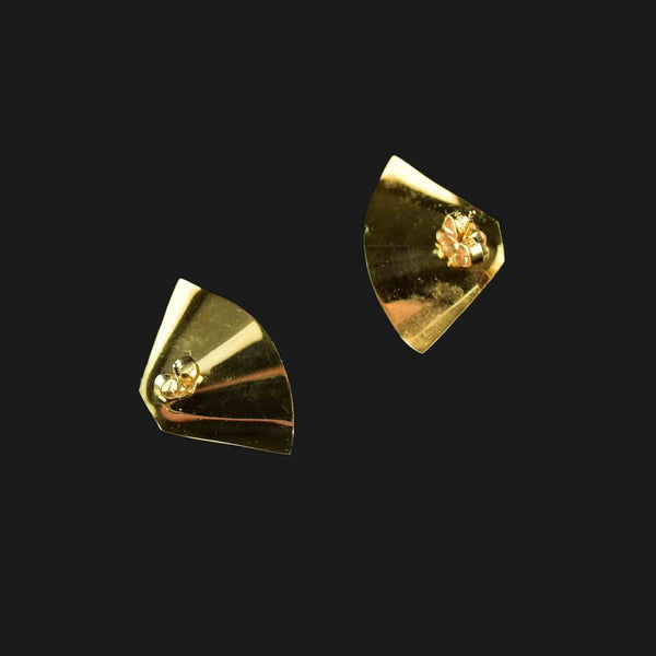 Vintage 10K Gold Fan Amethyst Stud Earrings - Boylerpf