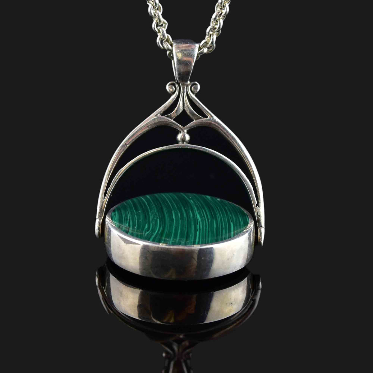 Outlet Vintage Silver & Malachite necklace