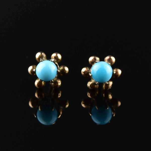 10K Rose Gold Sleeping Beauty Turquoise Stud Earrings - Boylerpf