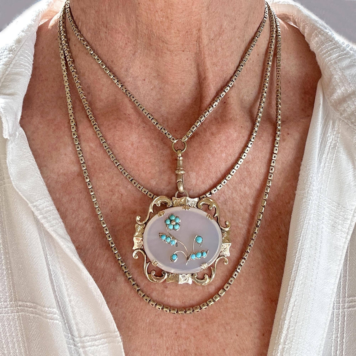 Antique Pierced Star Victorian Muff Guard Chain Necklace – Boylerpf