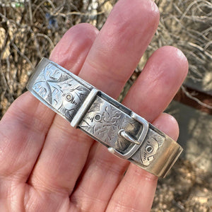 Antique Victorian Silver Buckle Bangle Bracelet - Boylerpf