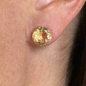 Vintage 7 CTW Citrine Stud Earrings in 14K Gold - Boylerpf