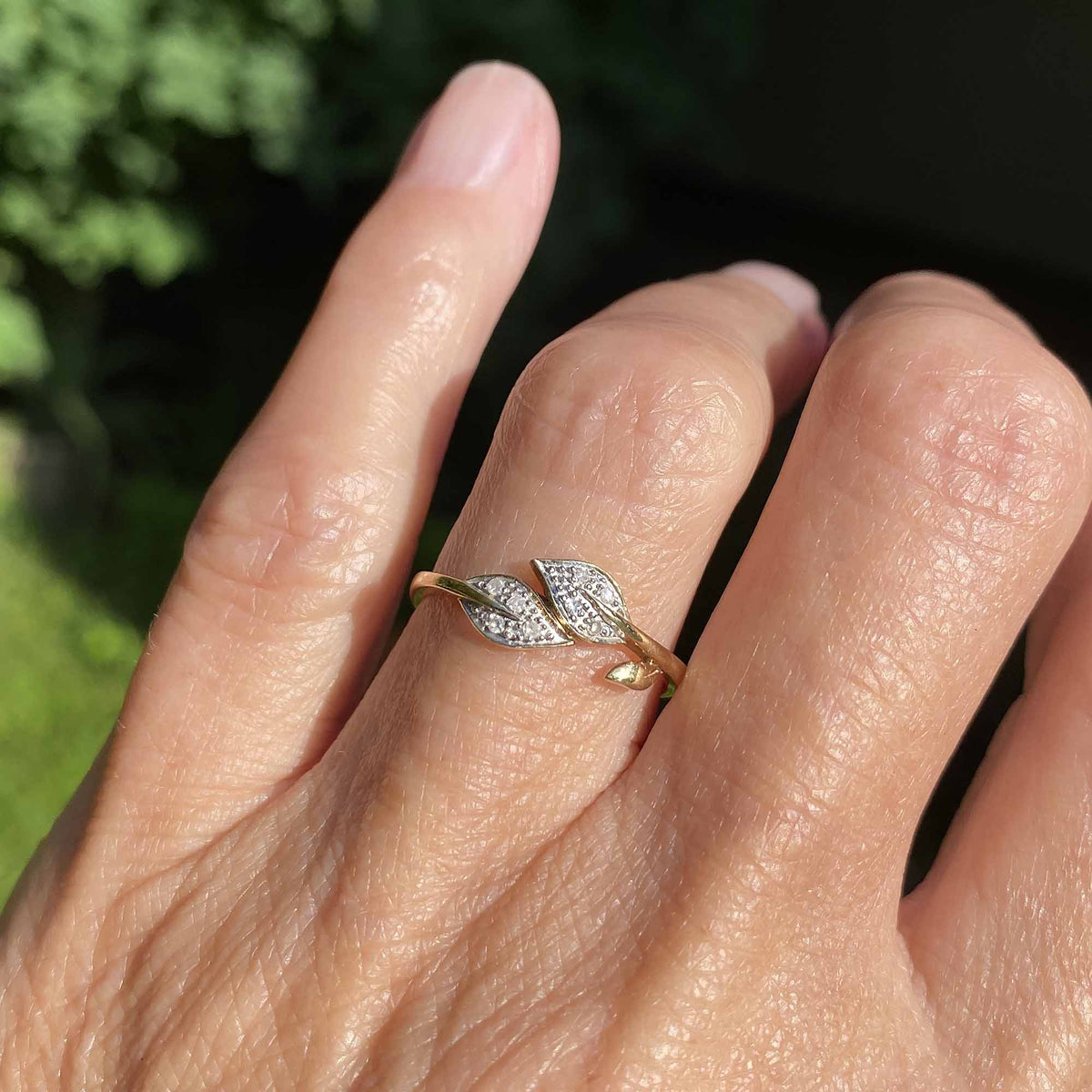 Vintage Bypass Diamond Leaf Ring in Gold – Boylerpf