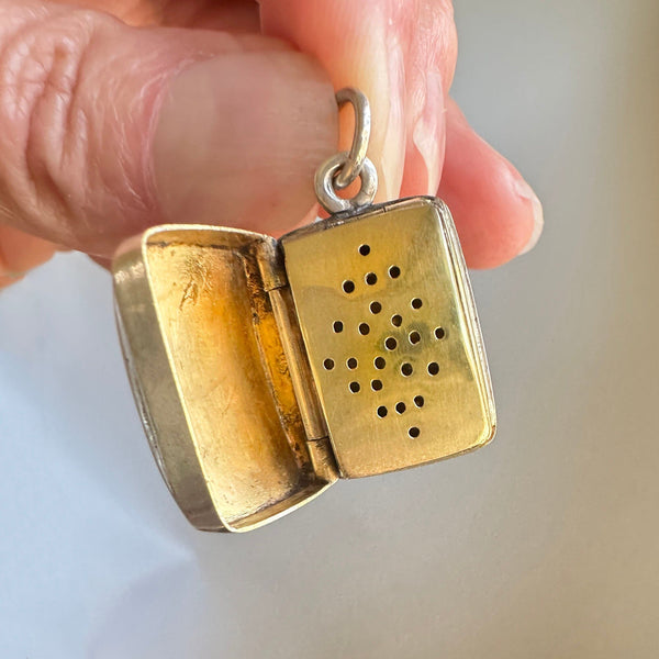 Antique Silver Gold Gilt Vinaigrette Locket Pendant - Boylerpf