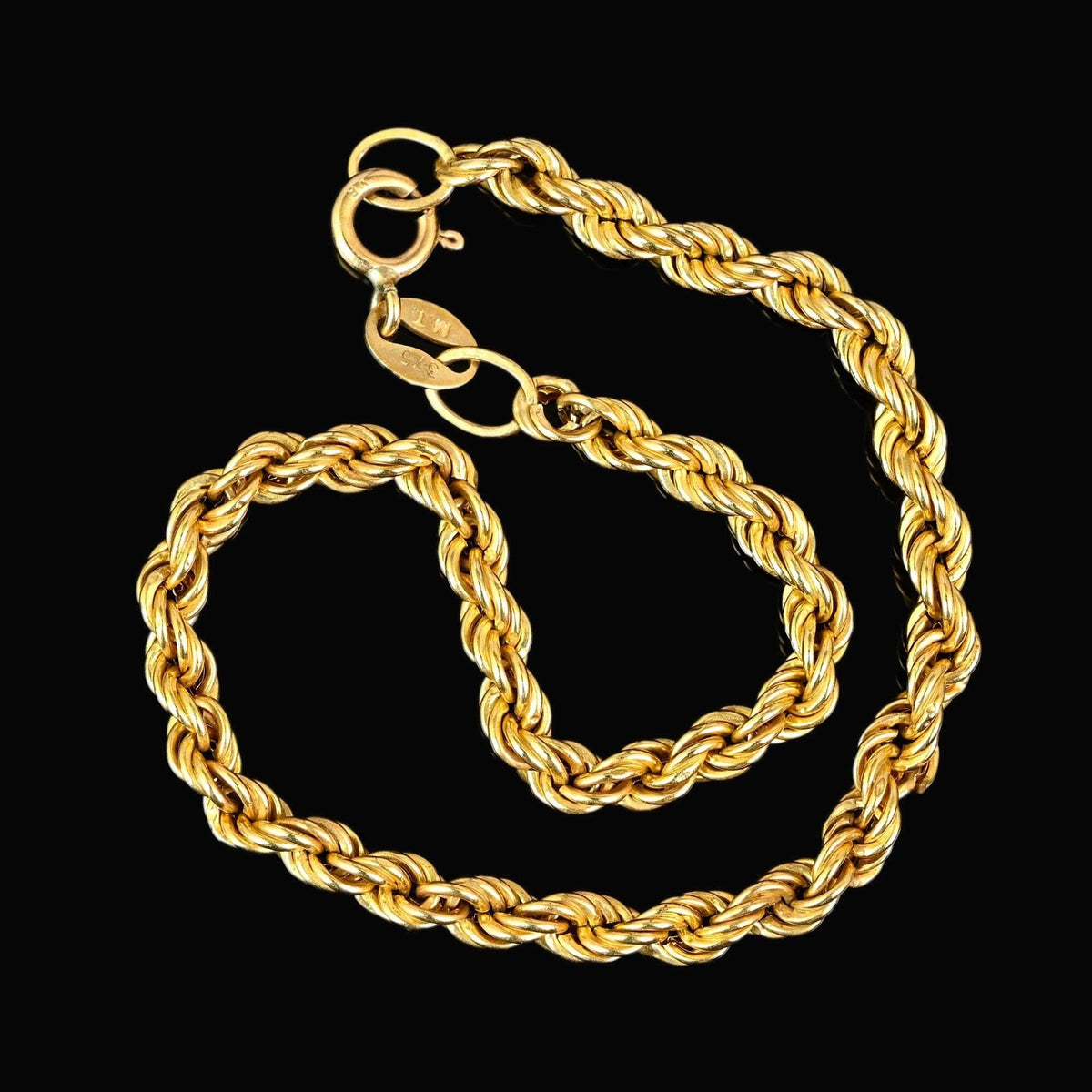 【EURO VINTAGE】Rope Chain Bracelet Vintage 9K Gold Rope Chain Bracelet | English Hallmarked – Boylerpf
