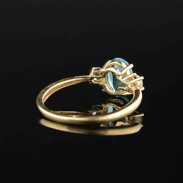 10K Gold Diamond Blue Topaz Engagement Ring - Boylerpf