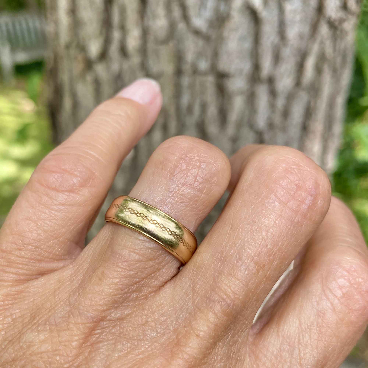 Vintage Art Carved 14K Gold Ring Wedding Band – Boylerpf