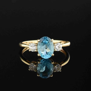 10K Gold Diamond Blue Topaz Engagement Ring - Boylerpf