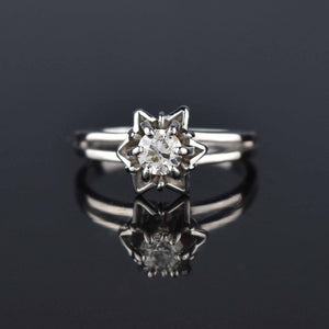 Vintage 14K White Gold Star Diamond Engagement Ring - Boylerpf