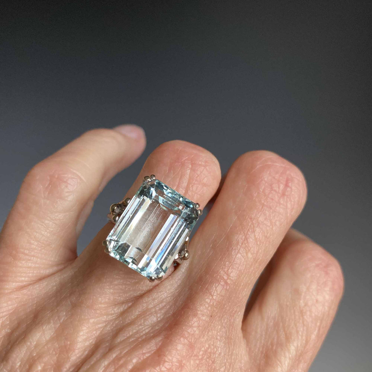 Vintage 13 CTW Aquamarine Ring in 14K White Gold – Boylerpf