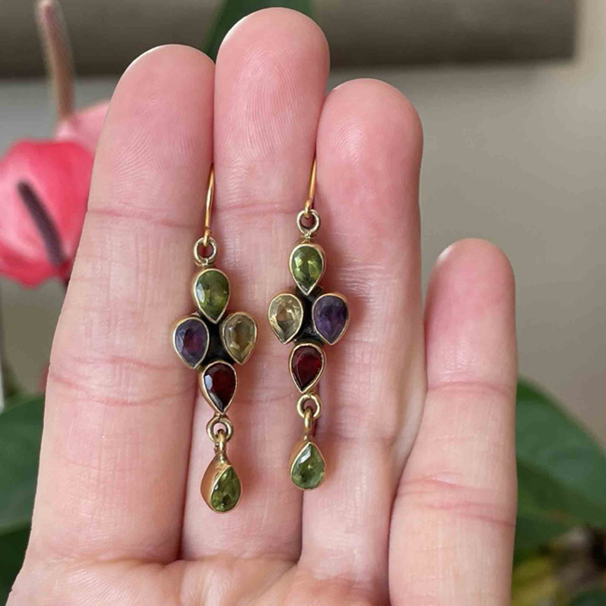 Vintage Peridot Amethyst Citrine Dangle Earrings – Boylerpf