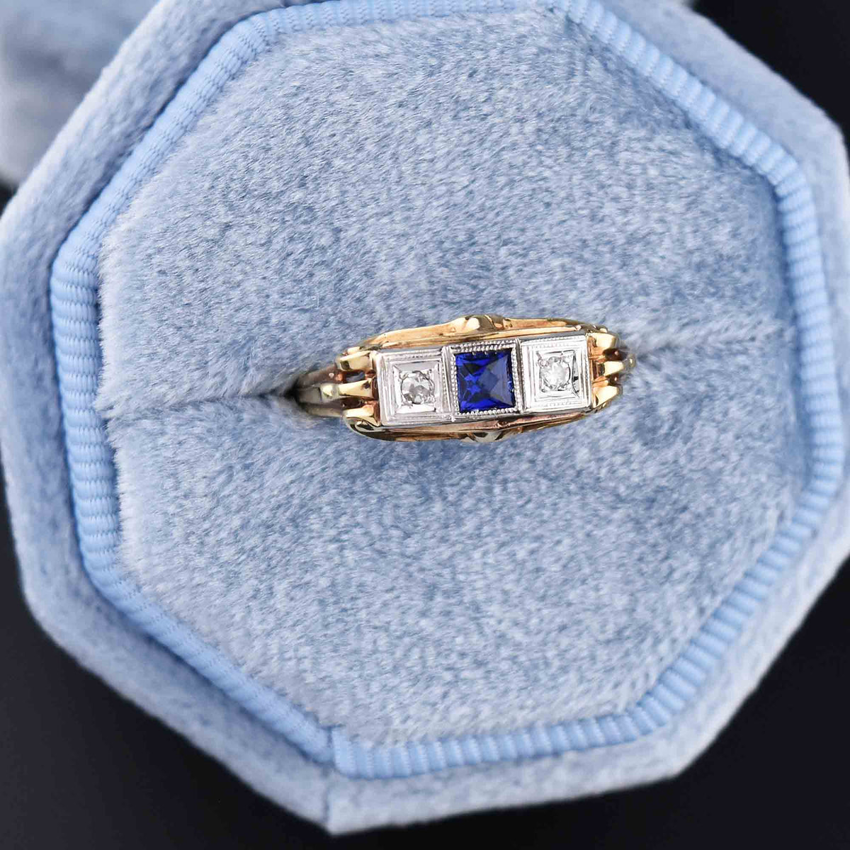 14K Gold Two Row Natural Sapphire Ring – Boylerpf